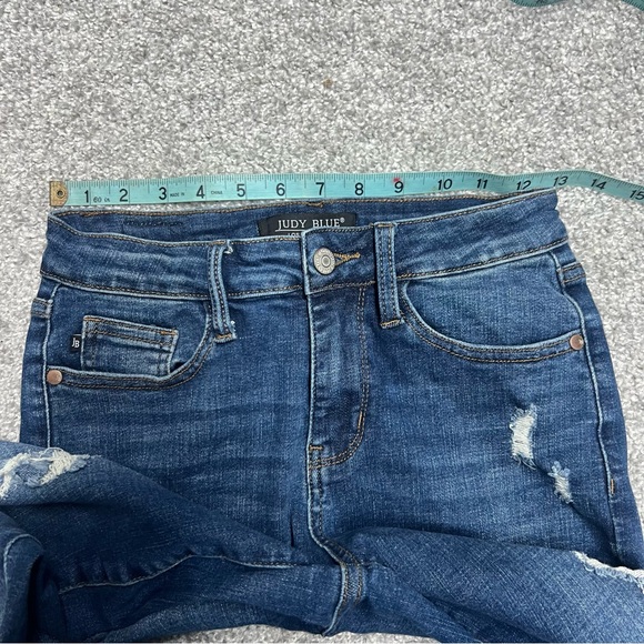 Judy Blue Jeans Womens 1/25 Blue Dark Wash Relaxed Fit Distressed Denim JB88304 - Picture 5 of 8